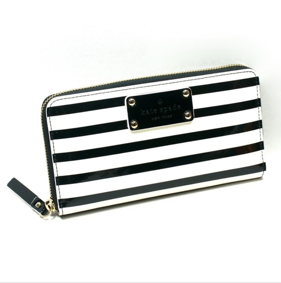 kate spade Handbags - Kate Spade Black and Cream Striped Wallet